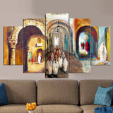 Tableau décoratif 5 pièces - arcs médina - 85 x 140 cm