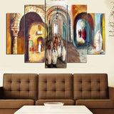 Tableau décoratif 5 pièces - arcs médina - 85 x 140 cm