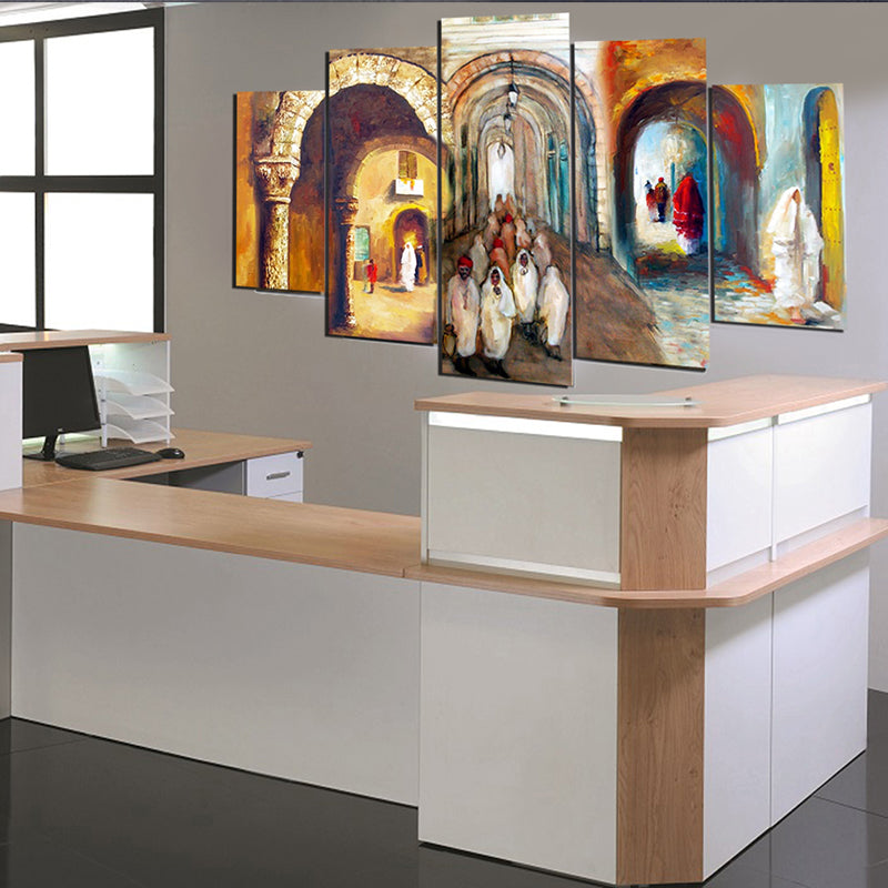 Tableau décoratif 5 pièces - arcs médina - 85 x 140 cm