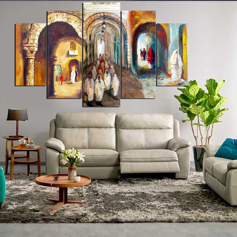 Tableau décoratif 5 pièces - arcs médina - 85 x 140 cm