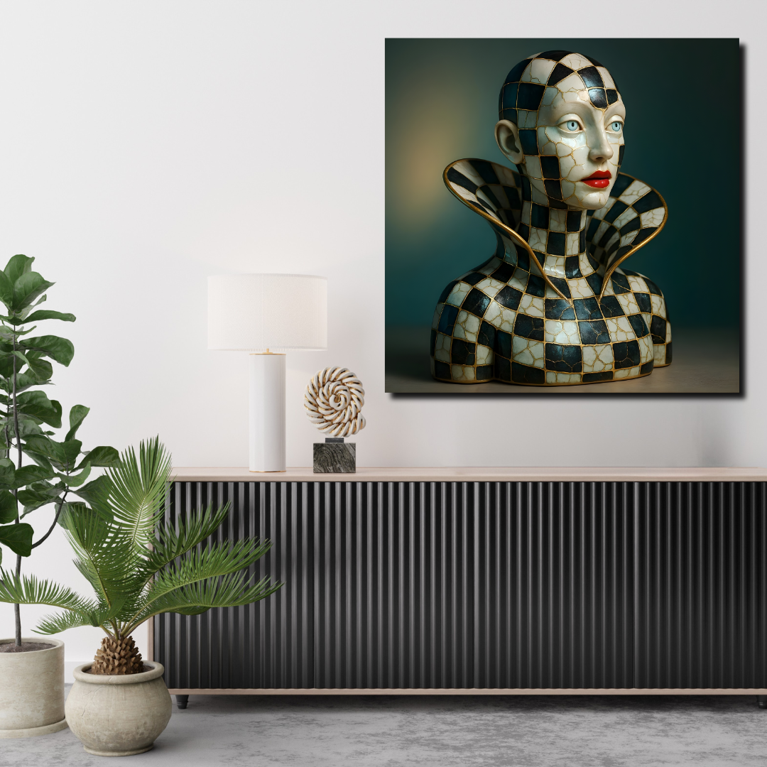 tableau décoratif - Reine du Damier 100 x 100 cm