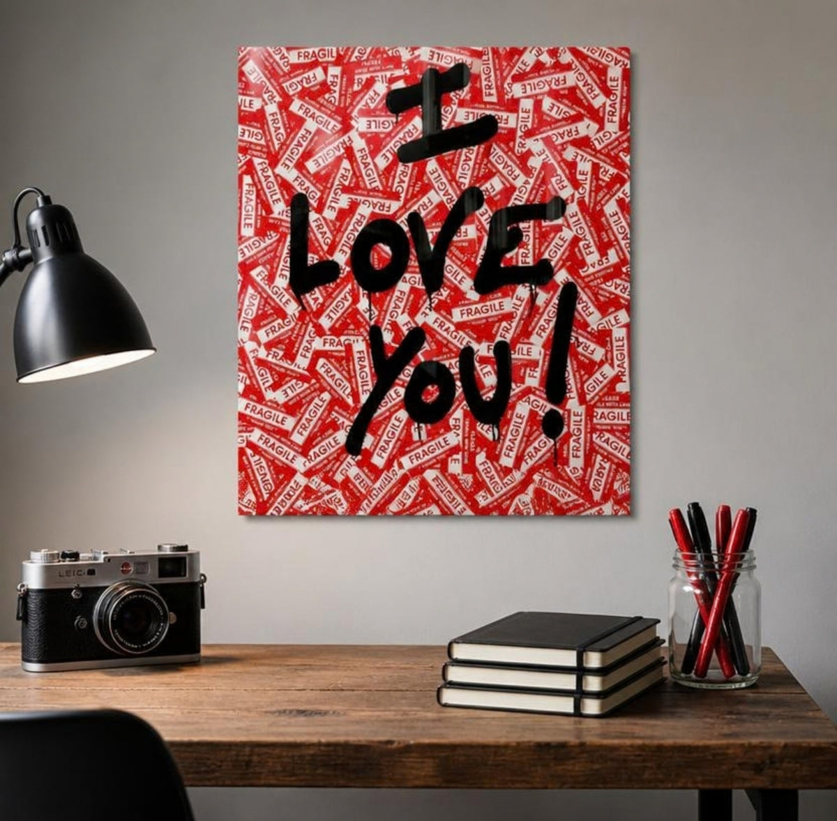 Tableau Pop Art "Fragile Love" – Street Art & Romance Urbaine ( 100 cm X 80 cm )