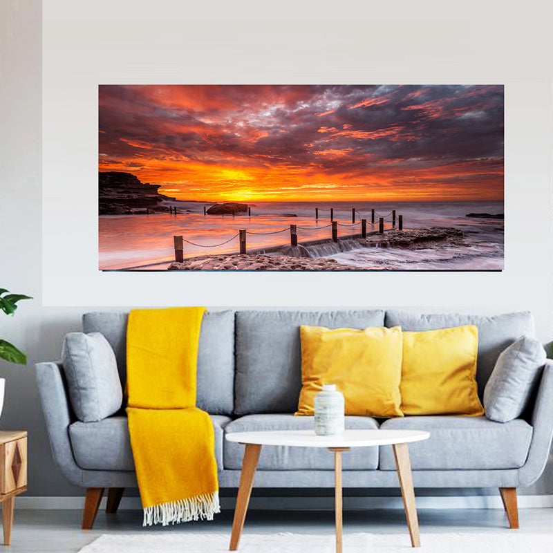 Tableau décoratif - Couché soleil sur mer - 170*75 cm