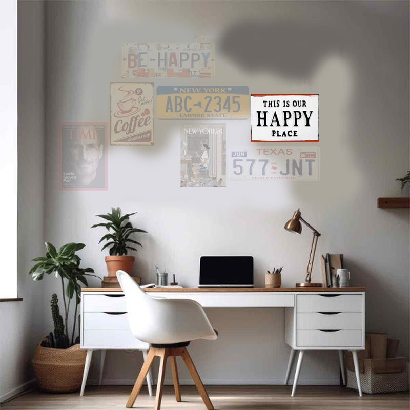 Tableau décoratif - plaque 21x30cm -  happy place