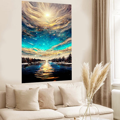 Tableau décoratif en vinyle - ciel doré  - 60x 100 cm