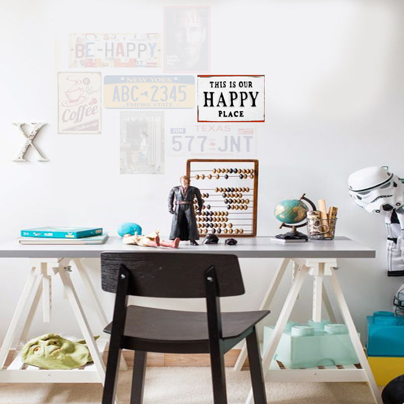 Tableau décoratif - plaque 21x30cm -  happy place