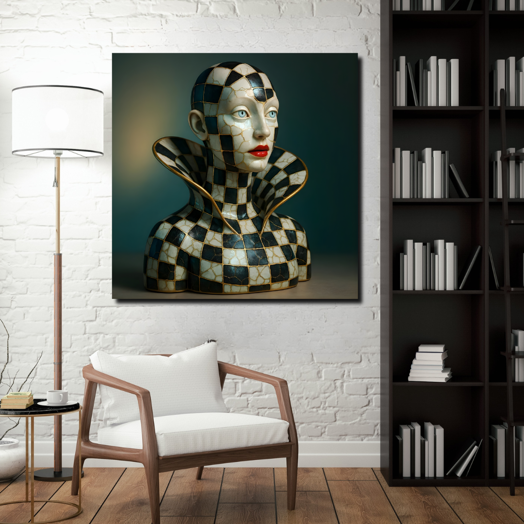 tableau décoratif - Reine du Damier 100 x 100 cm