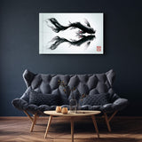 Tableau Japonais KOI – Poissons Noirs Symétriques
