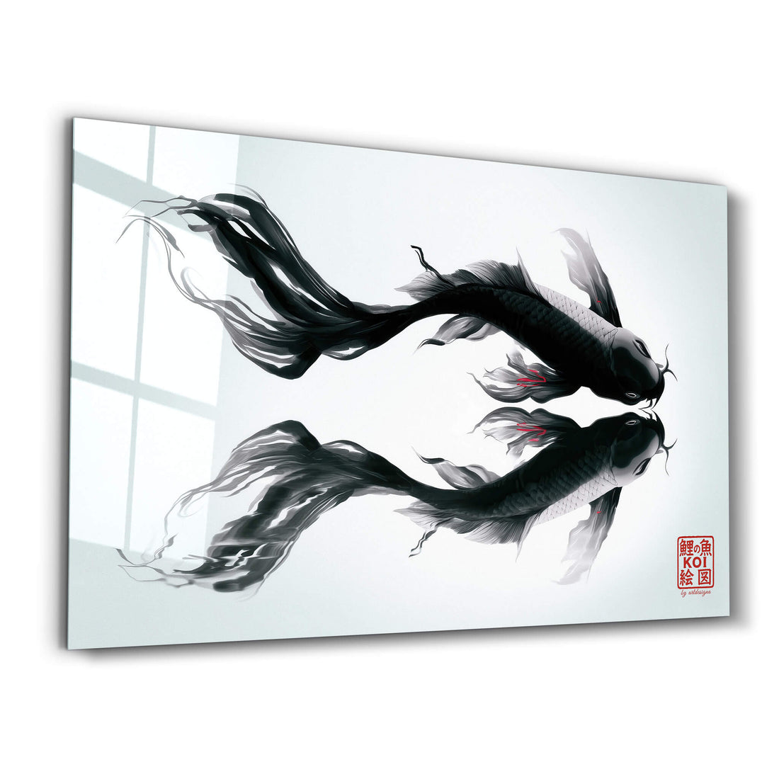 Tableau Japonais KOI – Poissons Noirs Symétriques