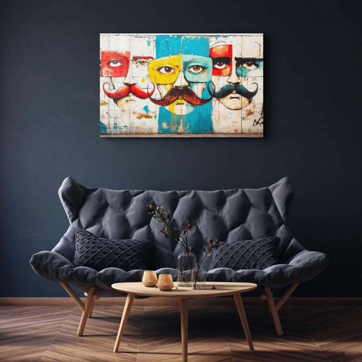 Tableau Pop Art – Portraits Moustachus Multicolores