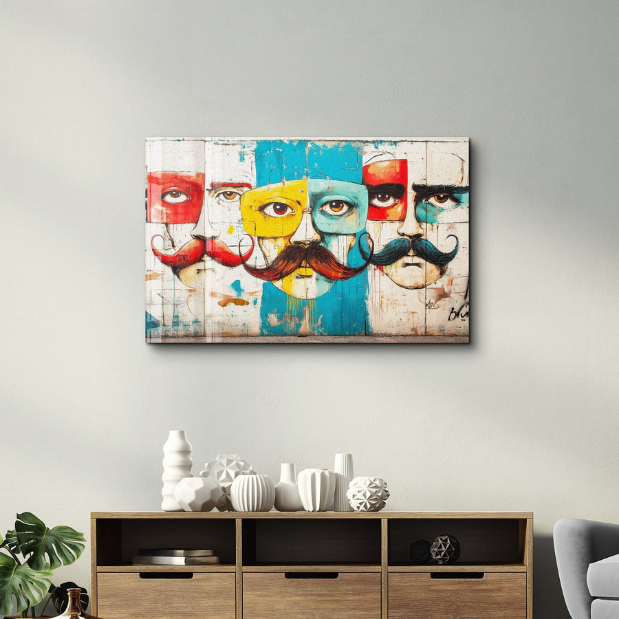 Tableau Pop Art – Portraits Moustachus Multicolores