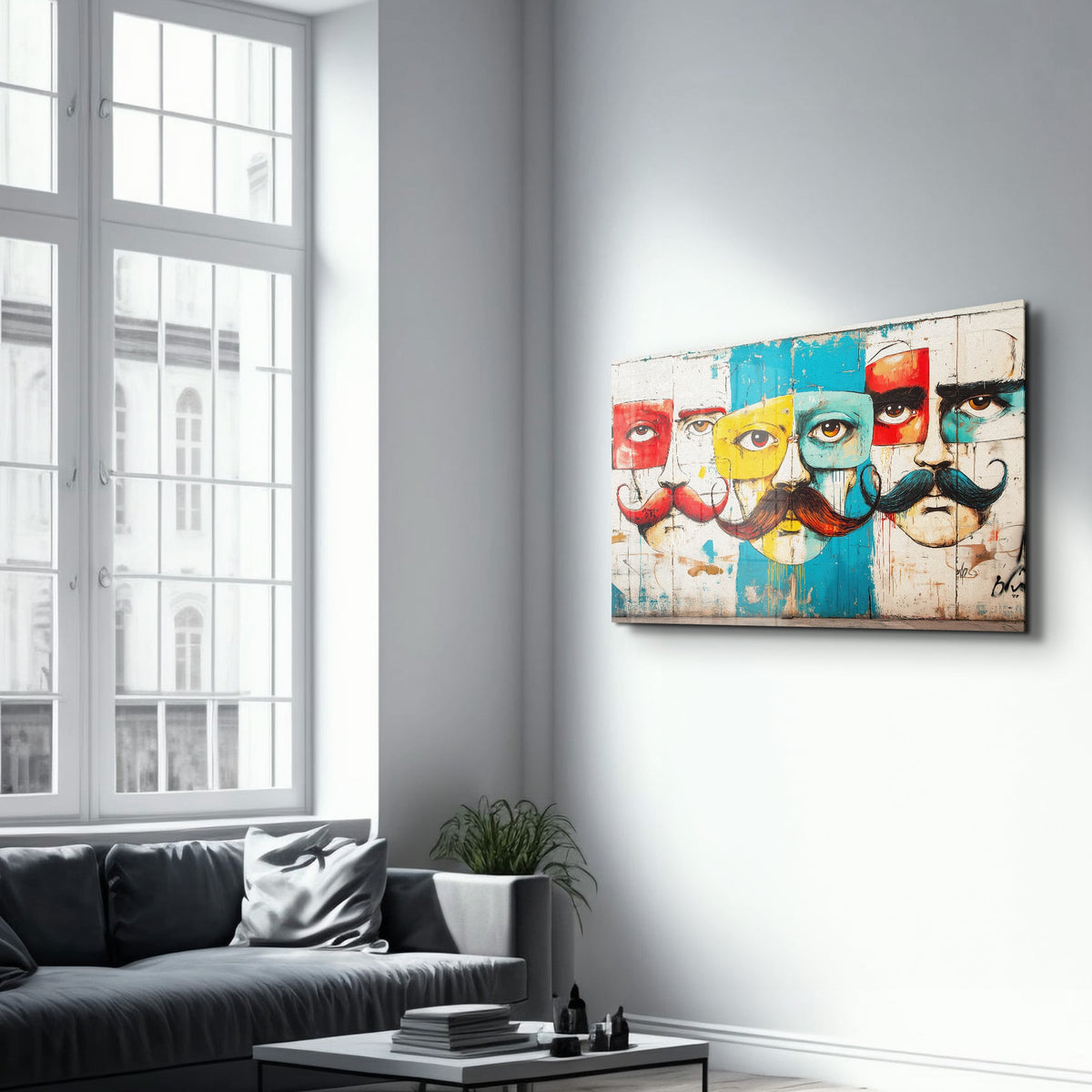 Tableau Pop Art – Portraits Moustachus Multicolores