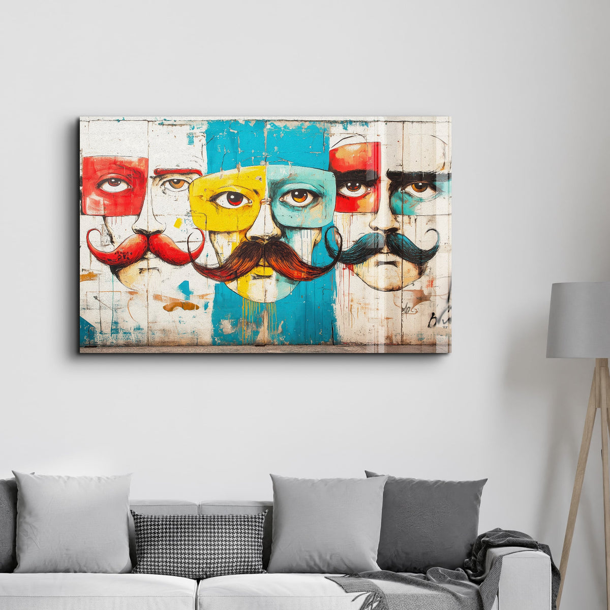 Tableau Pop Art – Portraits Moustachus Multicolores