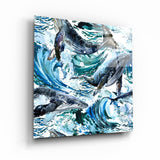 Tableau Mural "Baleines dans les Vagues"