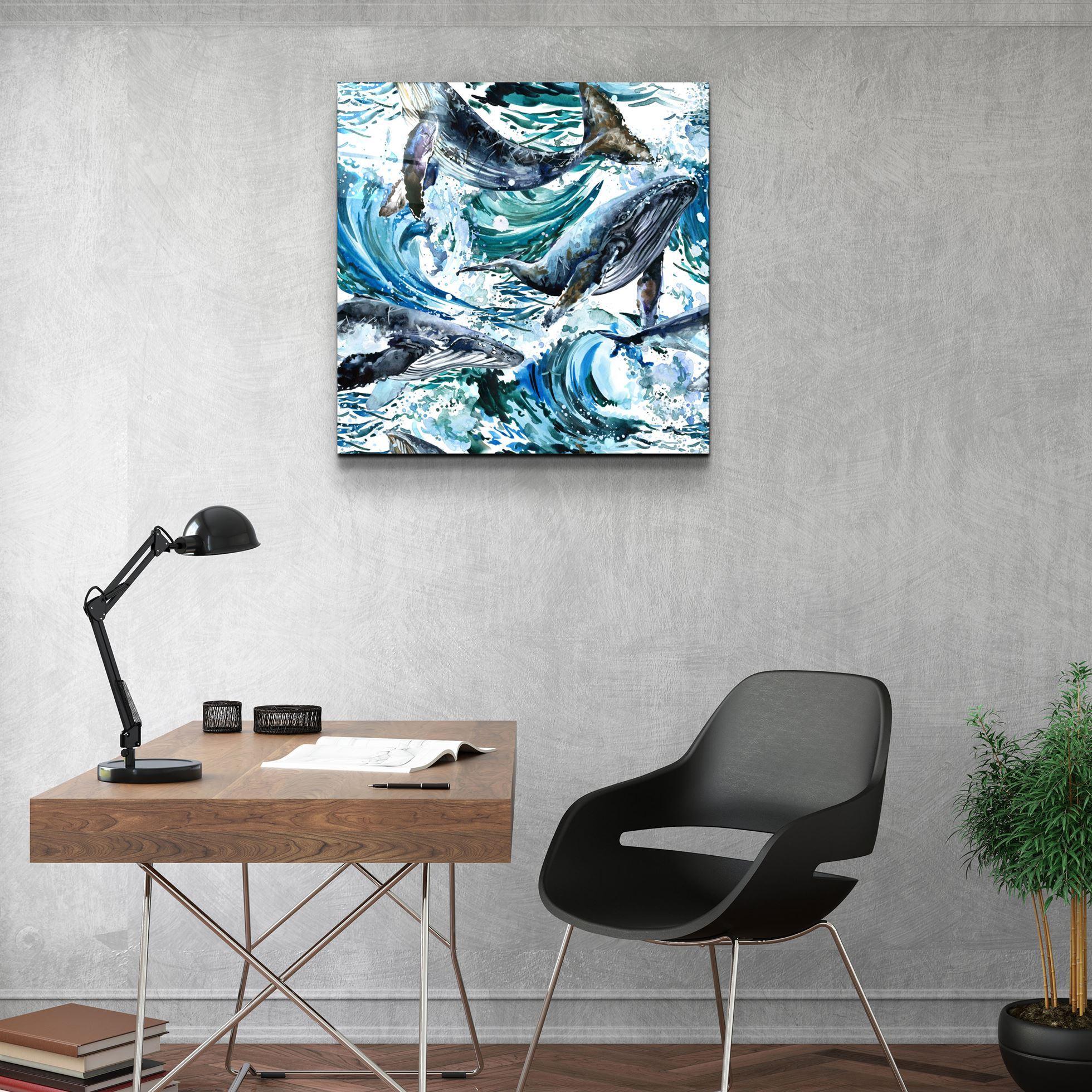 Tableau Mural "Baleines dans les Vagues"