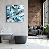 Tableau Mural "Baleines dans les Vagues"
