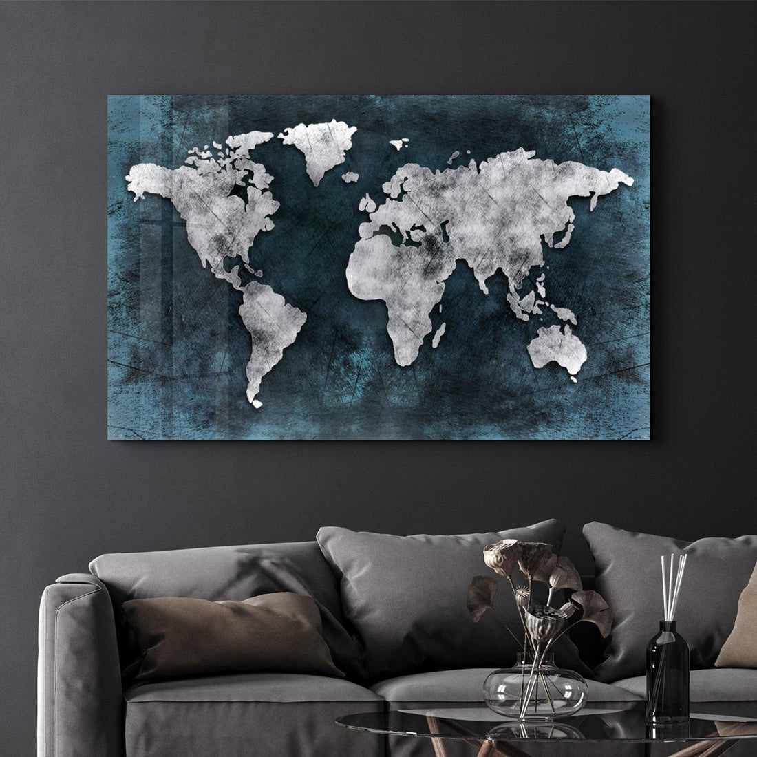Tableau Carte du Monde Métallique