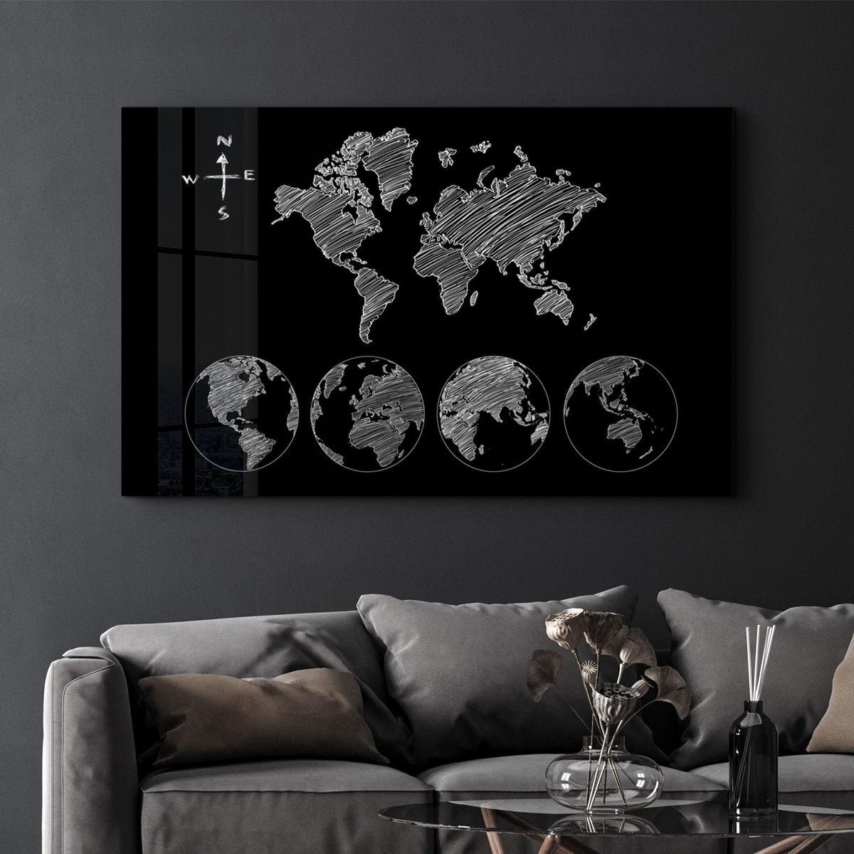 Tableau Carte du Monde Minimaliste