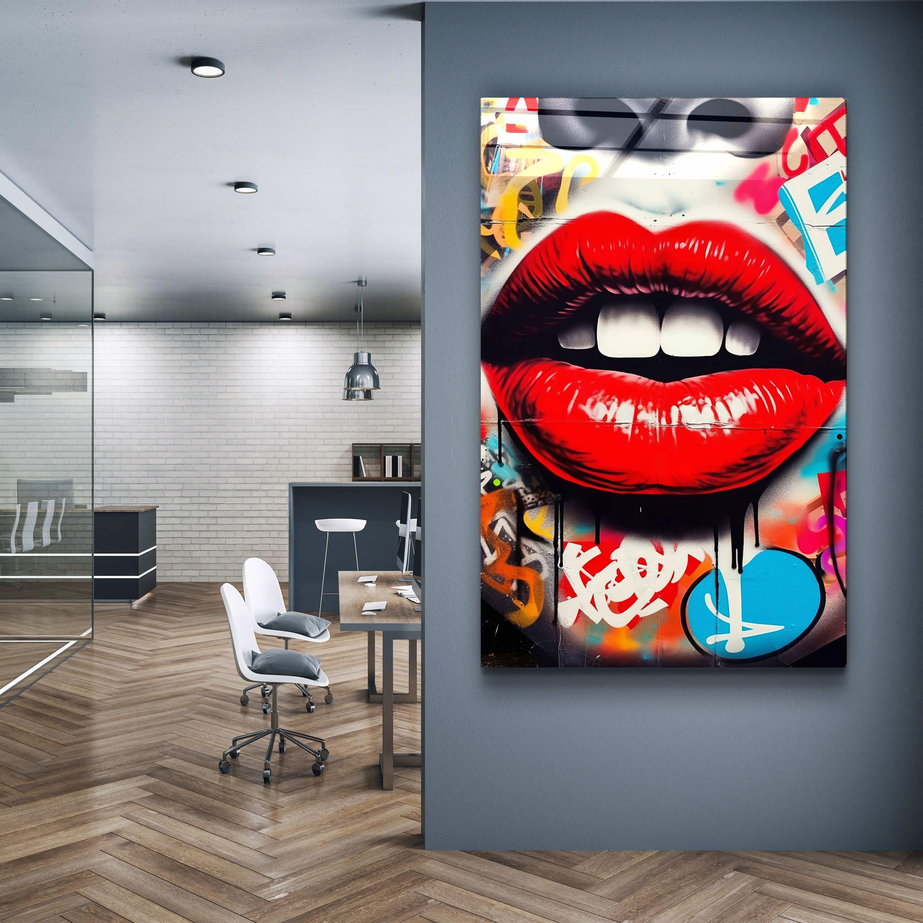 Tableau Pop Art Graffiti – Lèvres Rouges