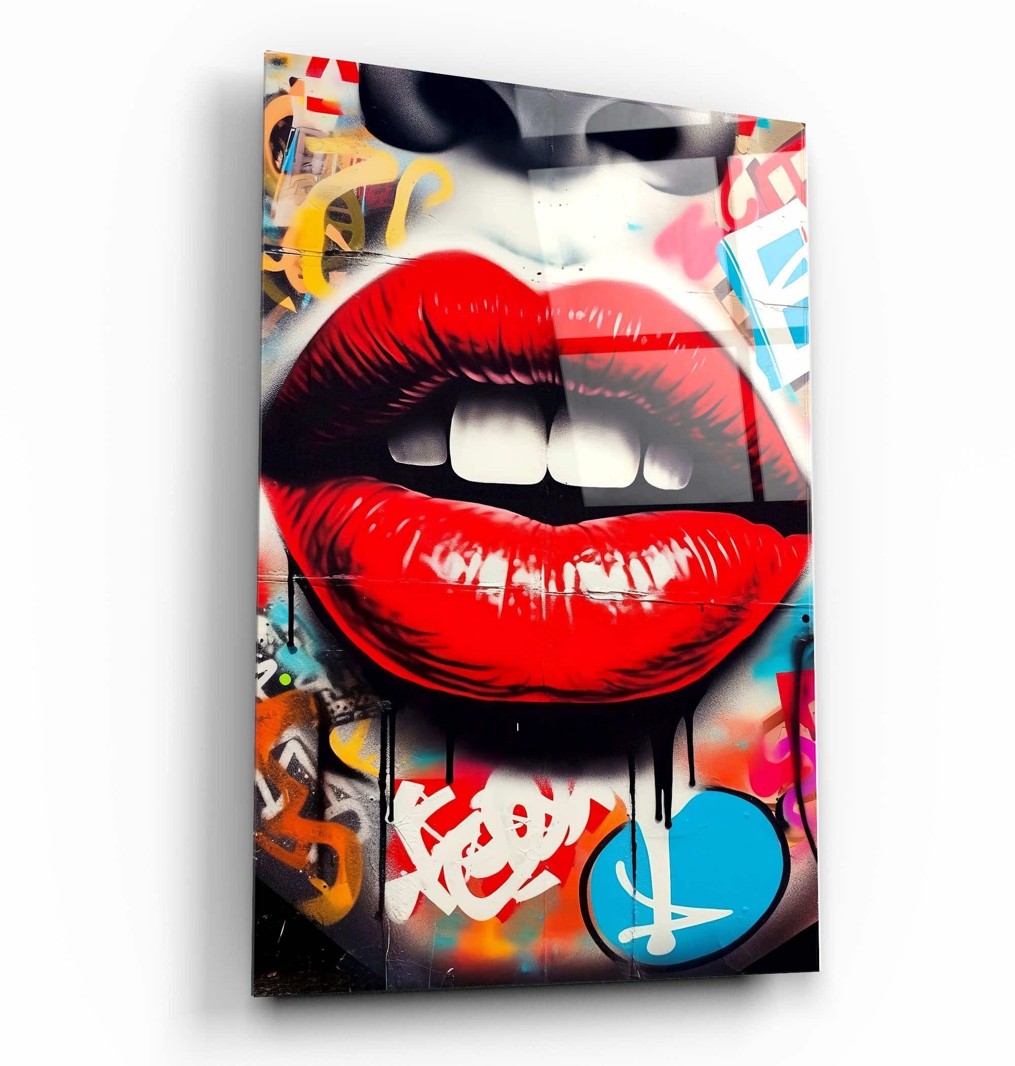Tableau Pop Art Graffiti – Lèvres Rouges