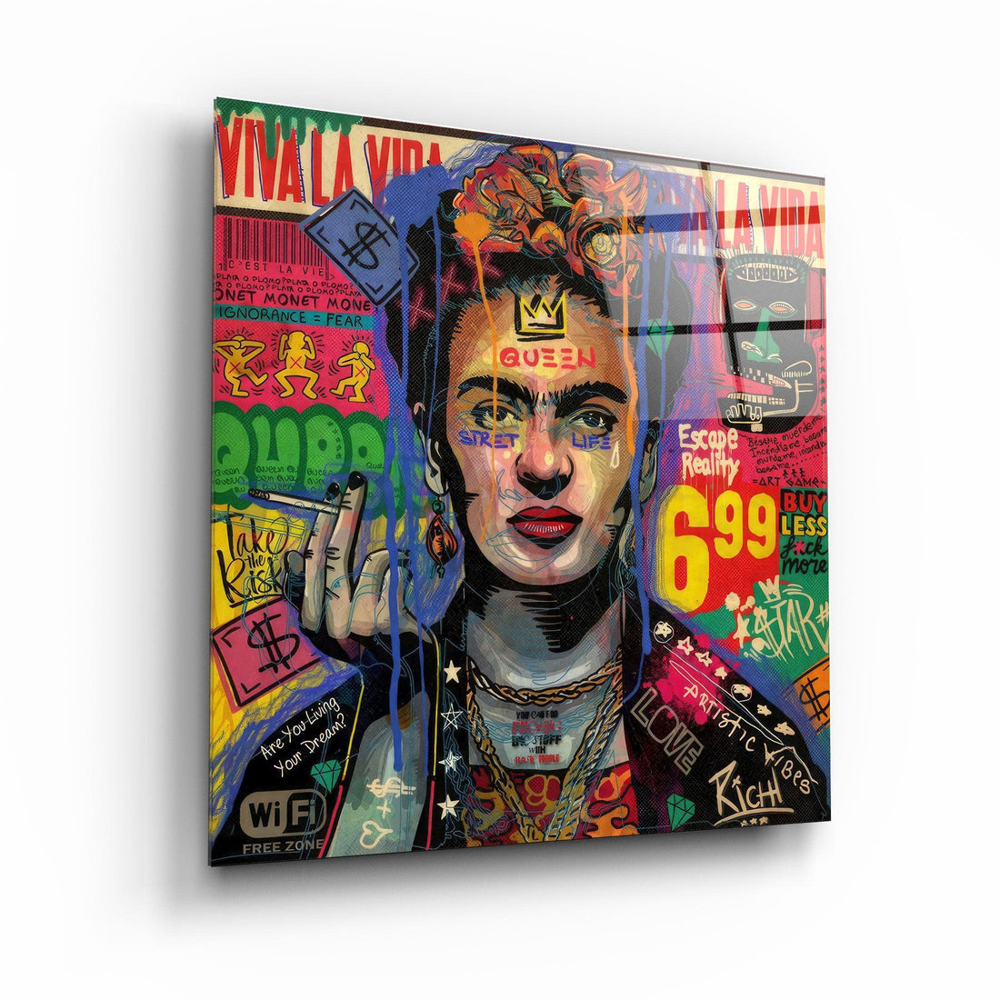 Tableau Pop Art Frida Kahlo – Graffiti & VIVA LA VIDA