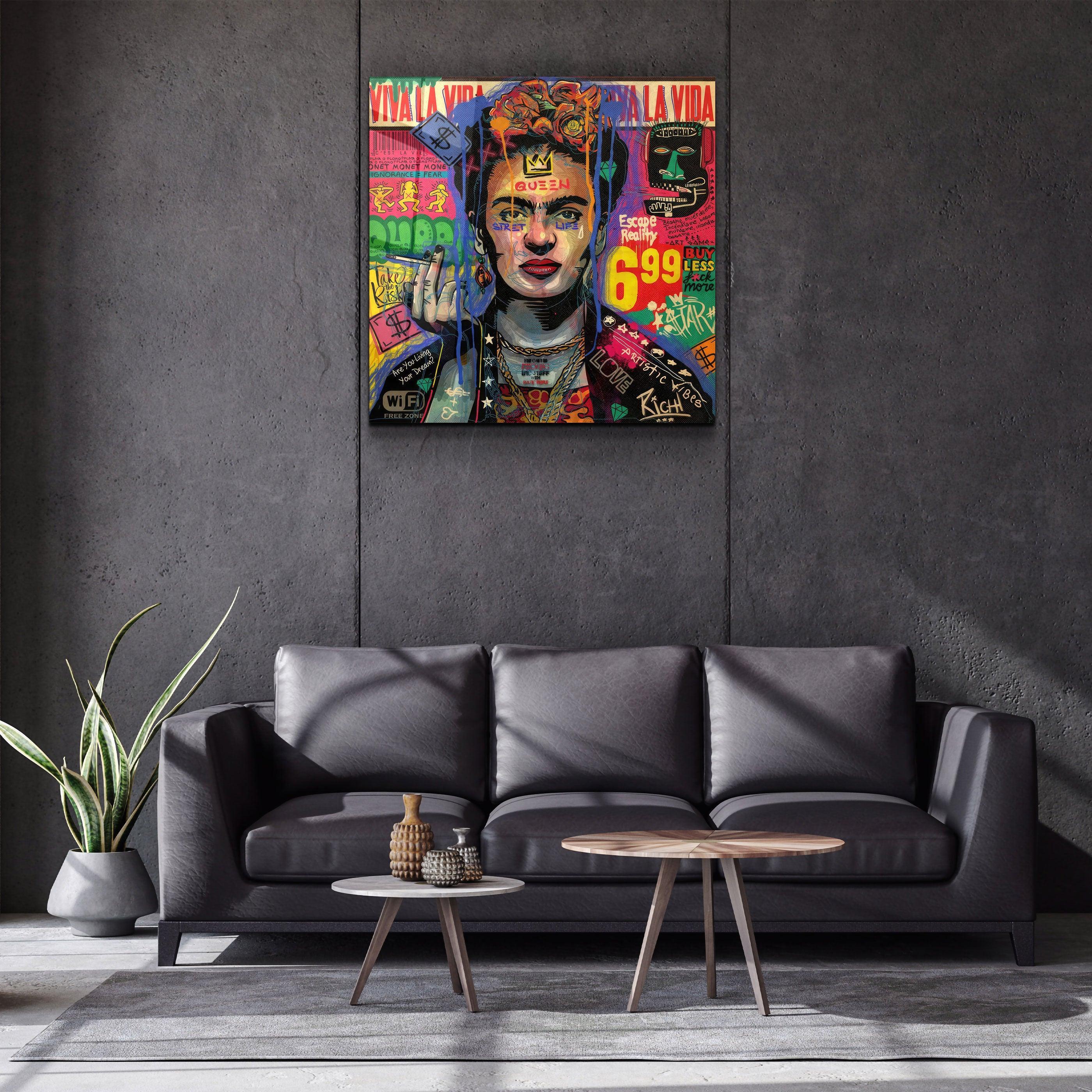 Tableau Pop Art Frida Kahlo – Graffiti & VIVA LA VIDA