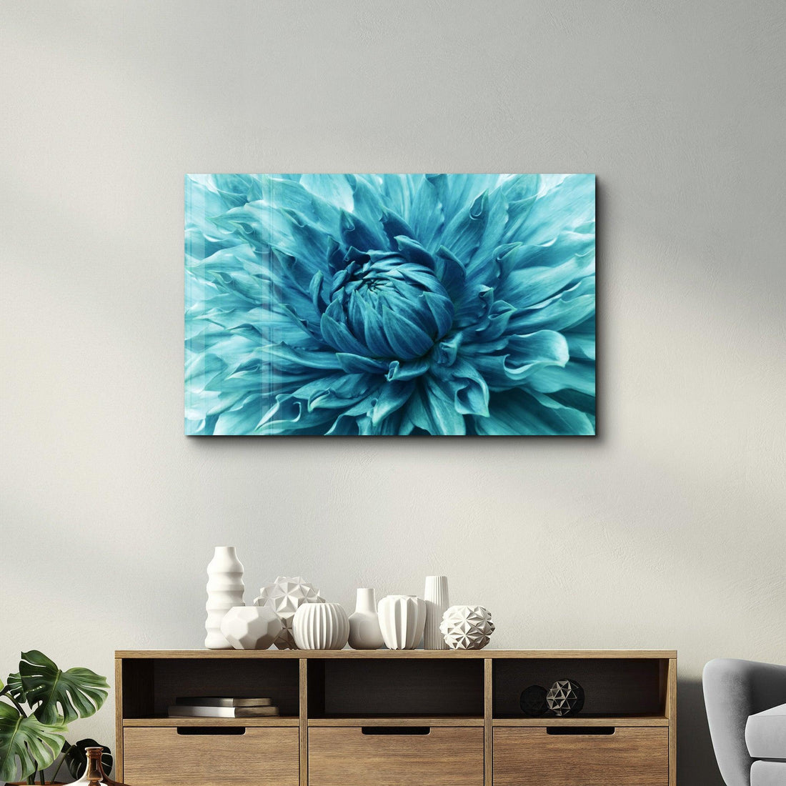 Tableau Fleur Abstraite Bleue