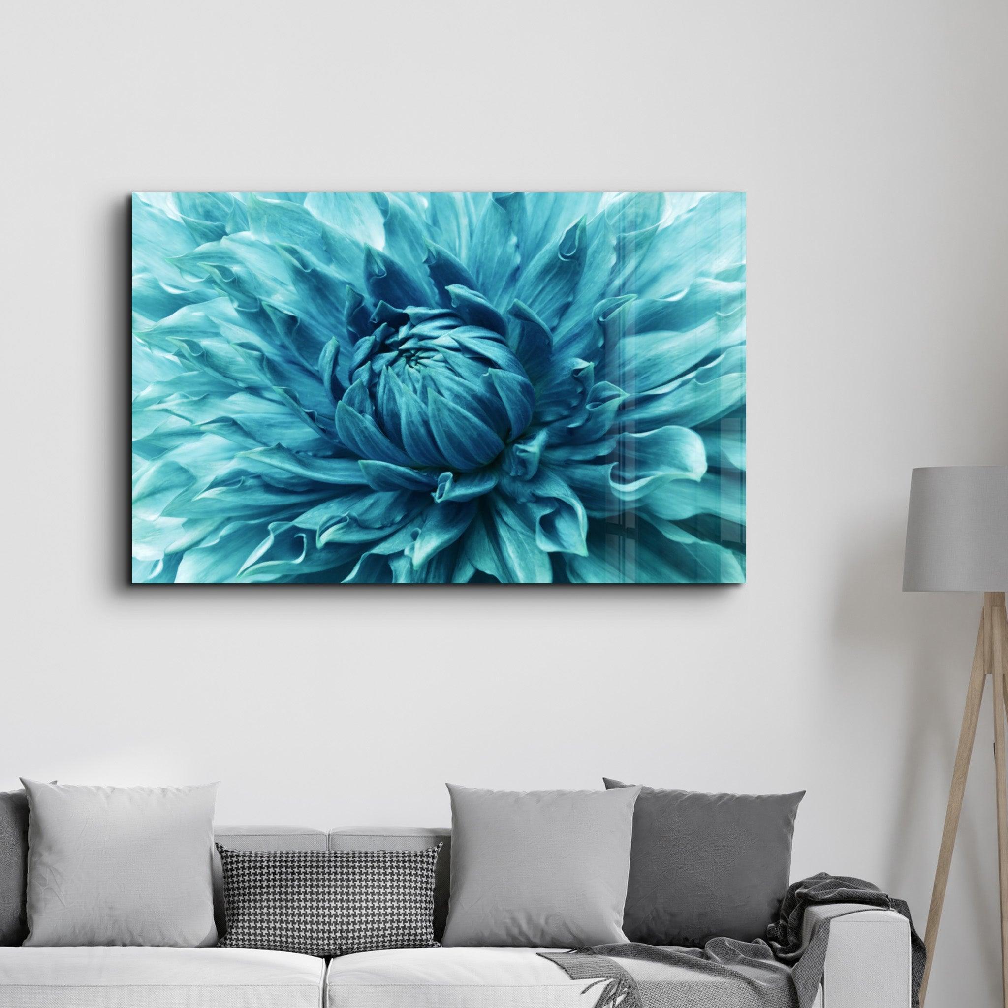 Tableau Fleur Abstraite Bleue