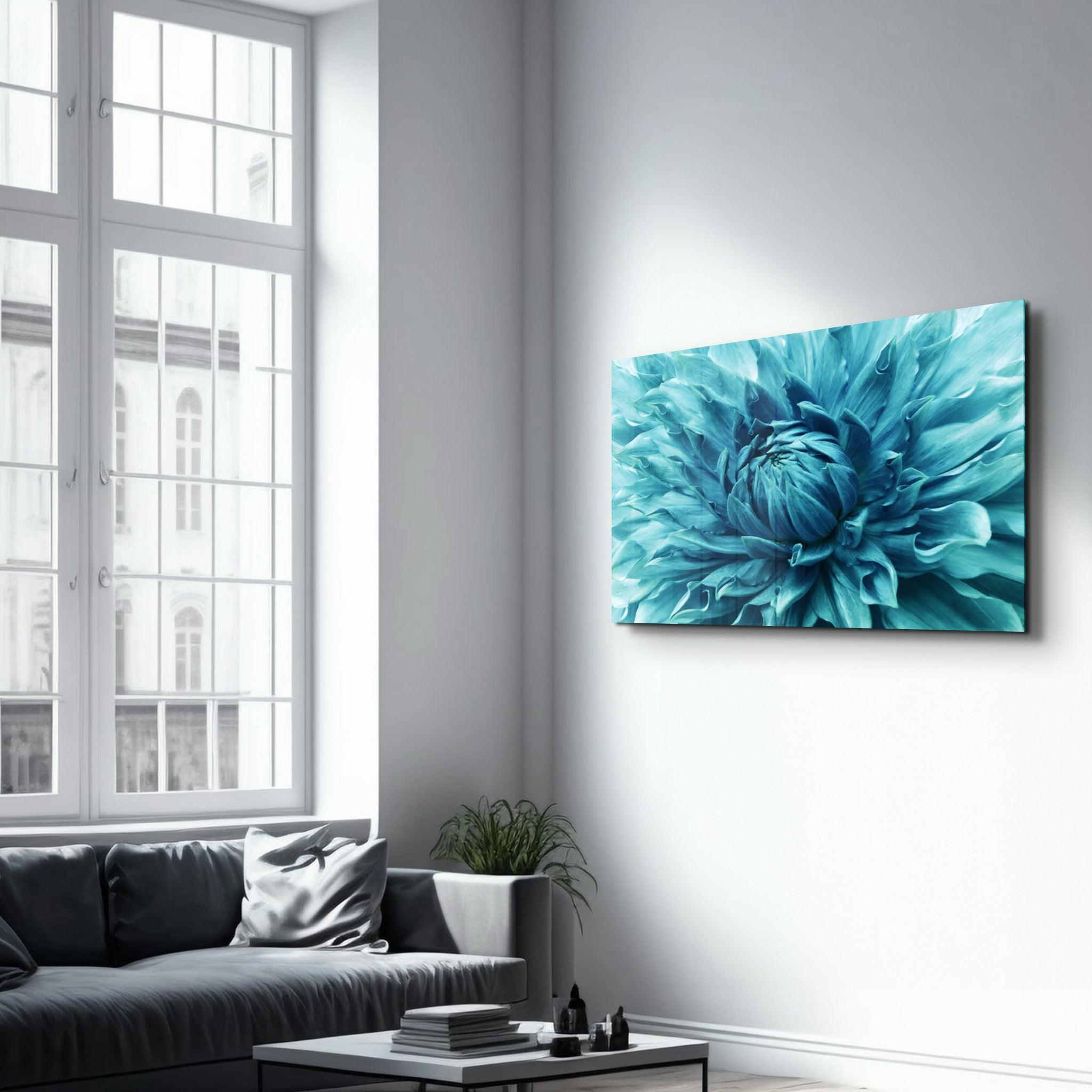 Tableau Fleur Abstraite Bleue