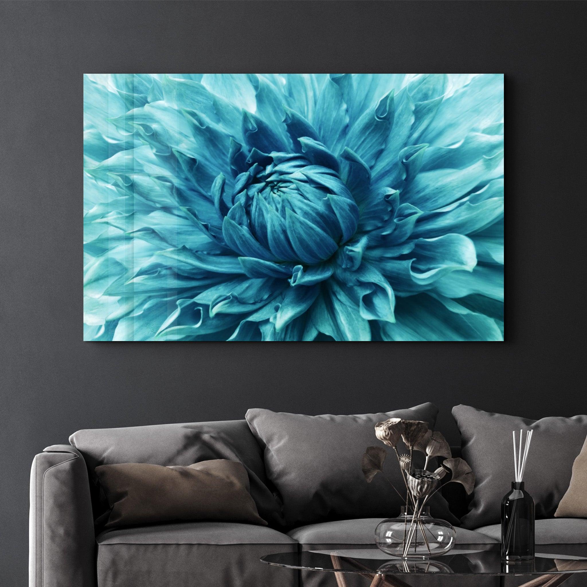 Tableau Fleur Abstraite Bleue