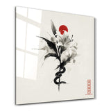 Tableau Fleur & Serpent Japonisant