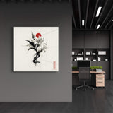 Tableau Fleur & Serpent Japonisant