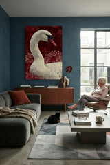 Tableau Décoratif "Cygne Rouge" – Art Mural Élégant (100 cm x 80 cm)
