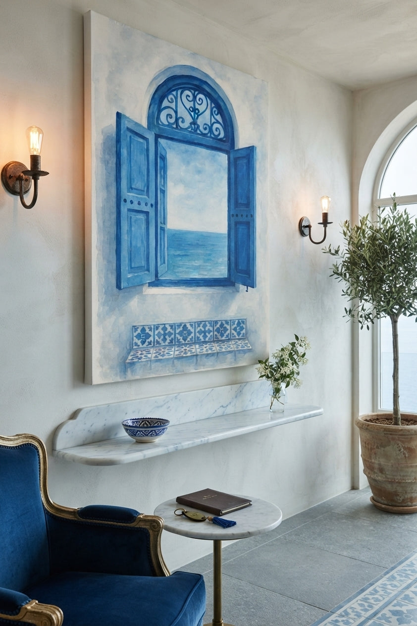 Tableau Décoratif "Fenêtre sur la Méditerranée" (100 cm x 80 cm)