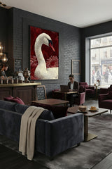 Tableau Décoratif "Cygne Rouge" – Art Mural Élégant (100 cm x 80 cm)