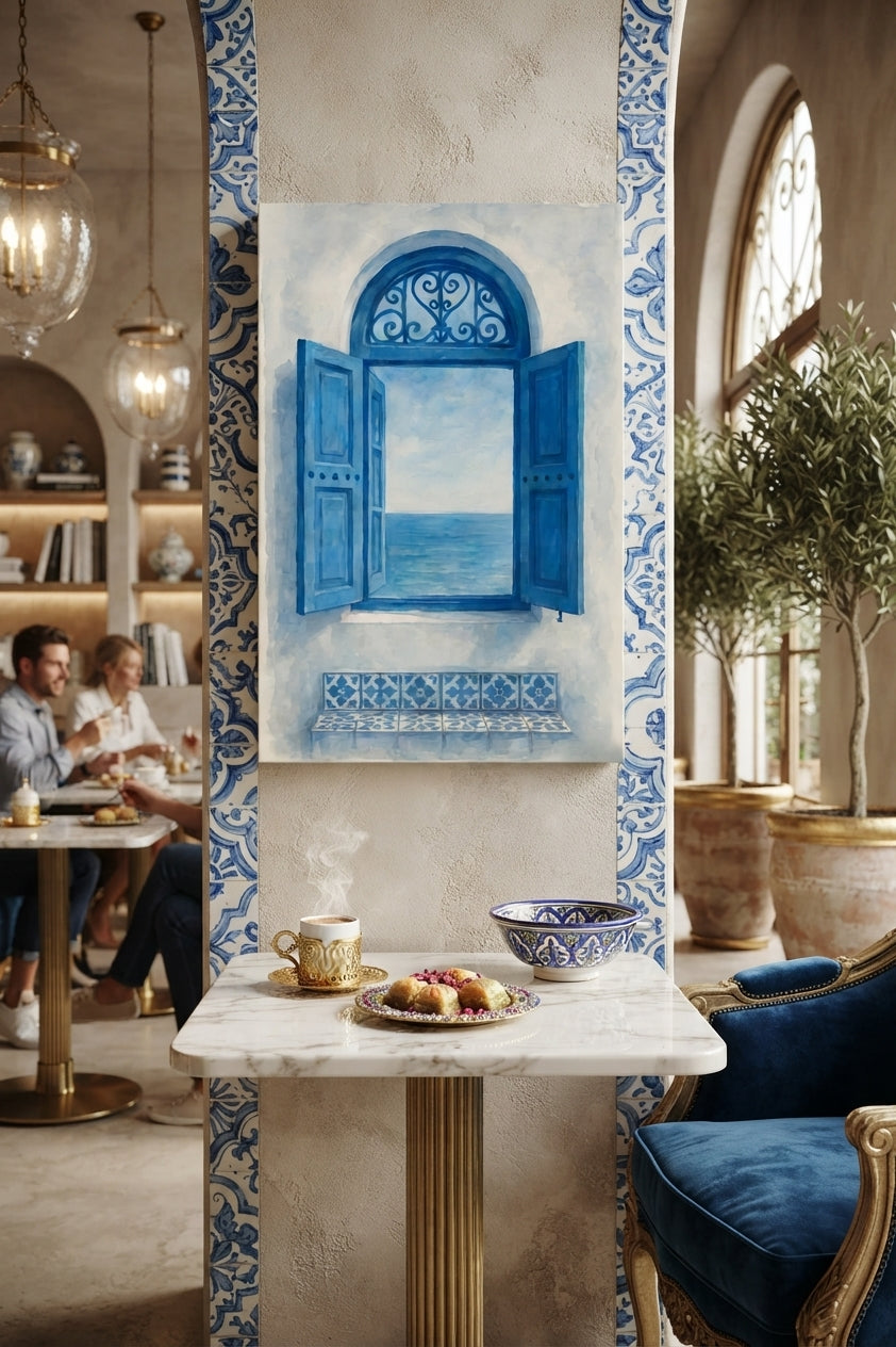 Tableau Décoratif "Fenêtre sur la Méditerranée" (100 cm x 80 cm)