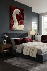 Tableau Décoratif "Cygne Rouge" – Art Mural Élégant (100 cm x 80 cm)