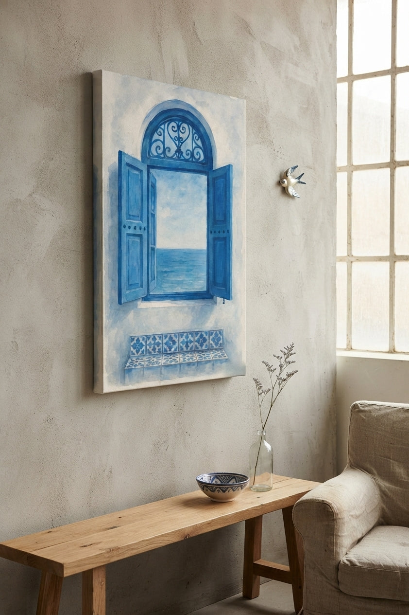 Tableau Décoratif "Fenêtre sur la Méditerranée" (100 cm x 80 cm)