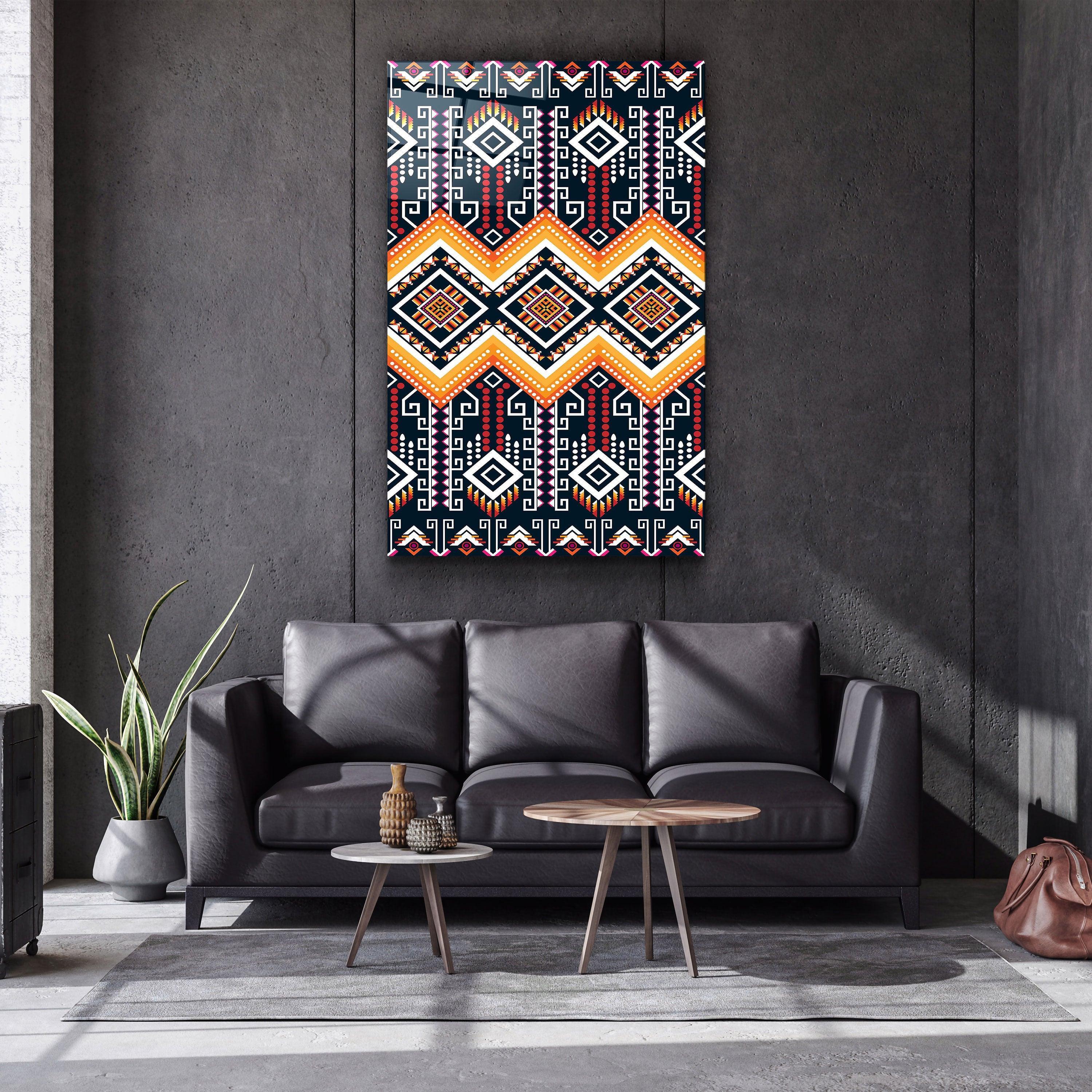 Poster décoratif "Tribal Diamonds – Red & Yellow Edition"