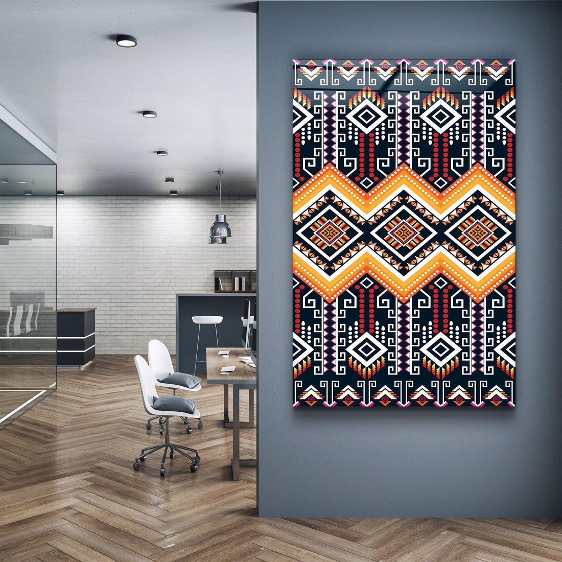 Poster décoratif "Tribal Diamonds – Red & Yellow Edition"