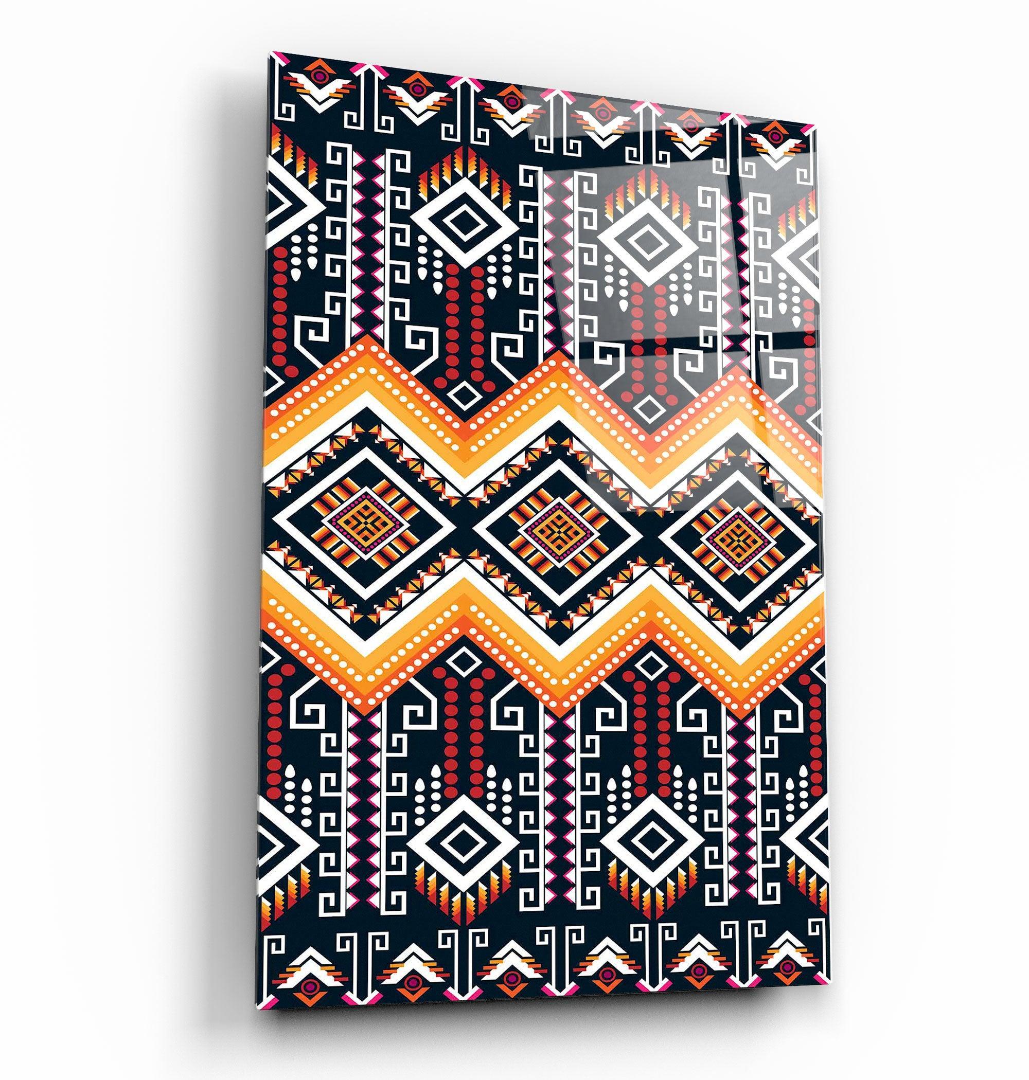Poster décoratif "Tribal Diamonds – Red & Yellow Edition"
