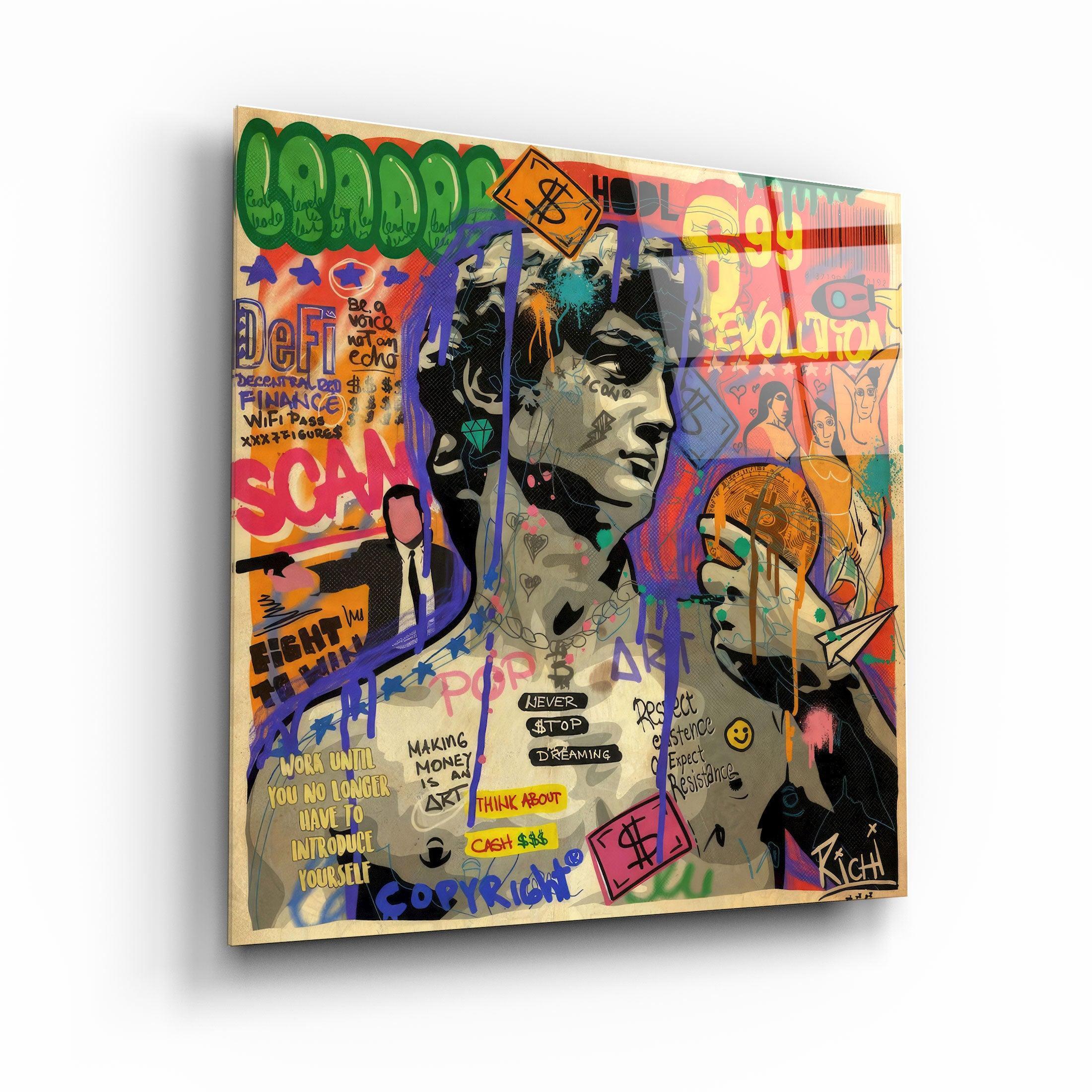 Tableau Street Art Finance – Statue & Bitcoin
