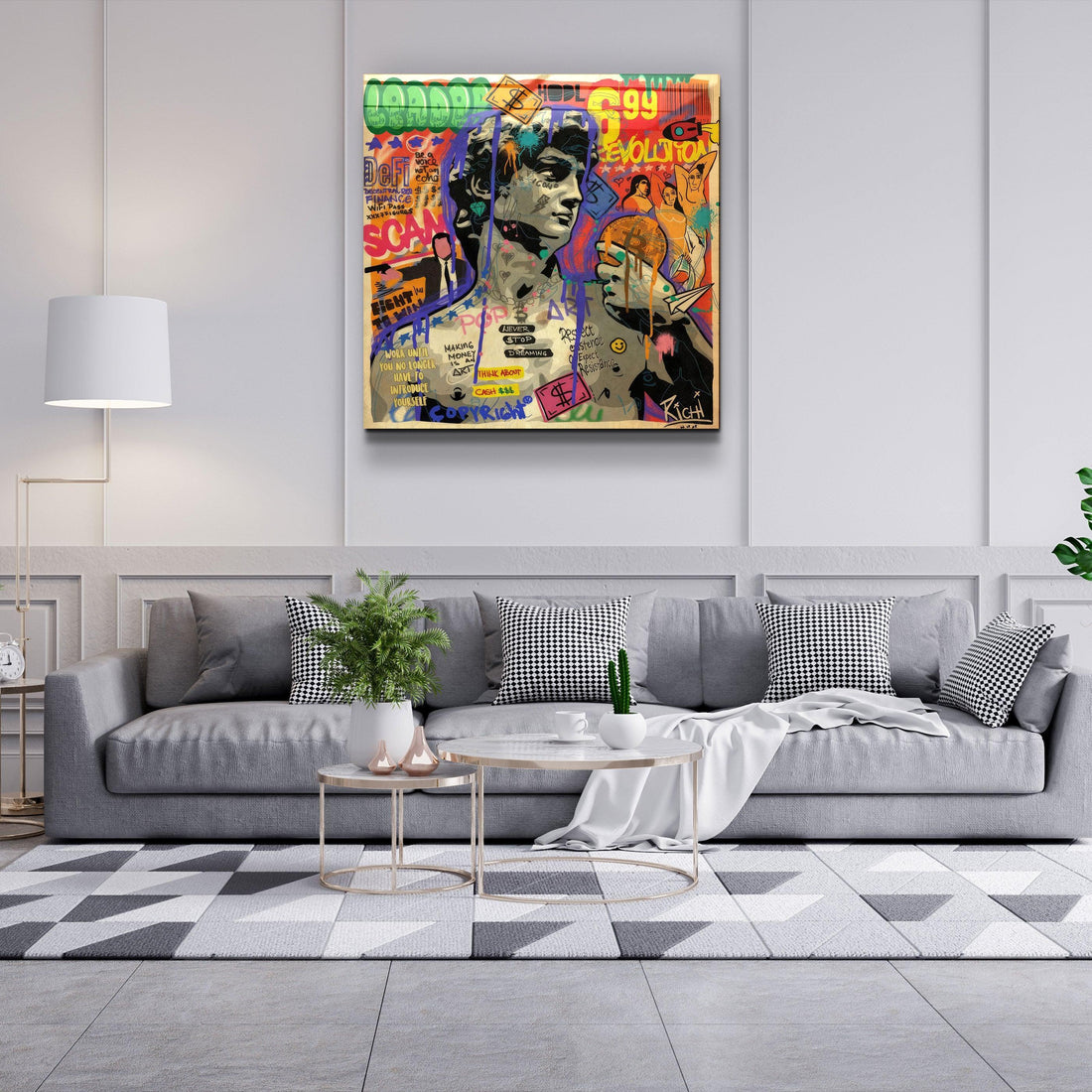 Tableau Street Art Finance – Statue & Bitcoin