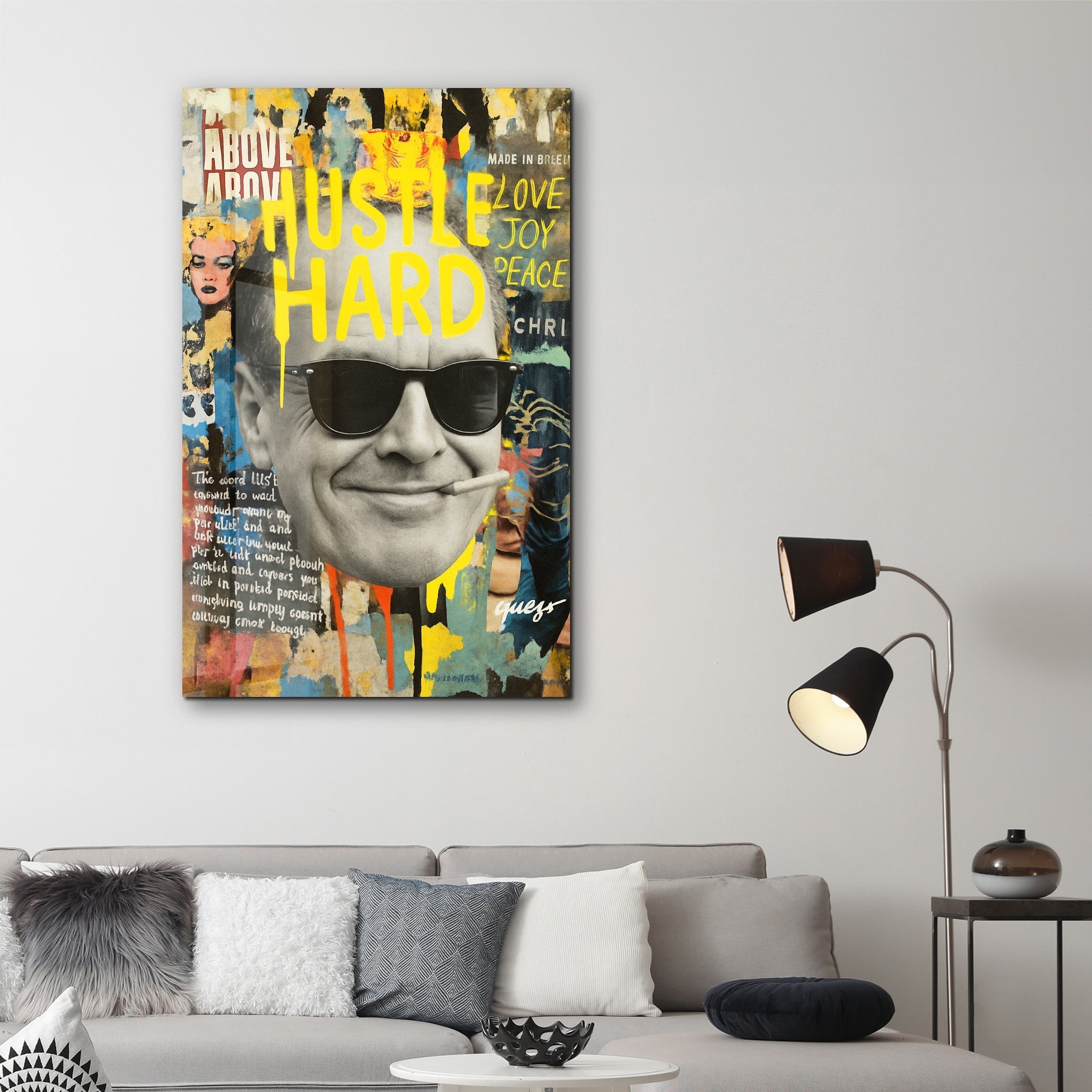 Tableau Pop Art Hustle Hard – Graffiti & Collage