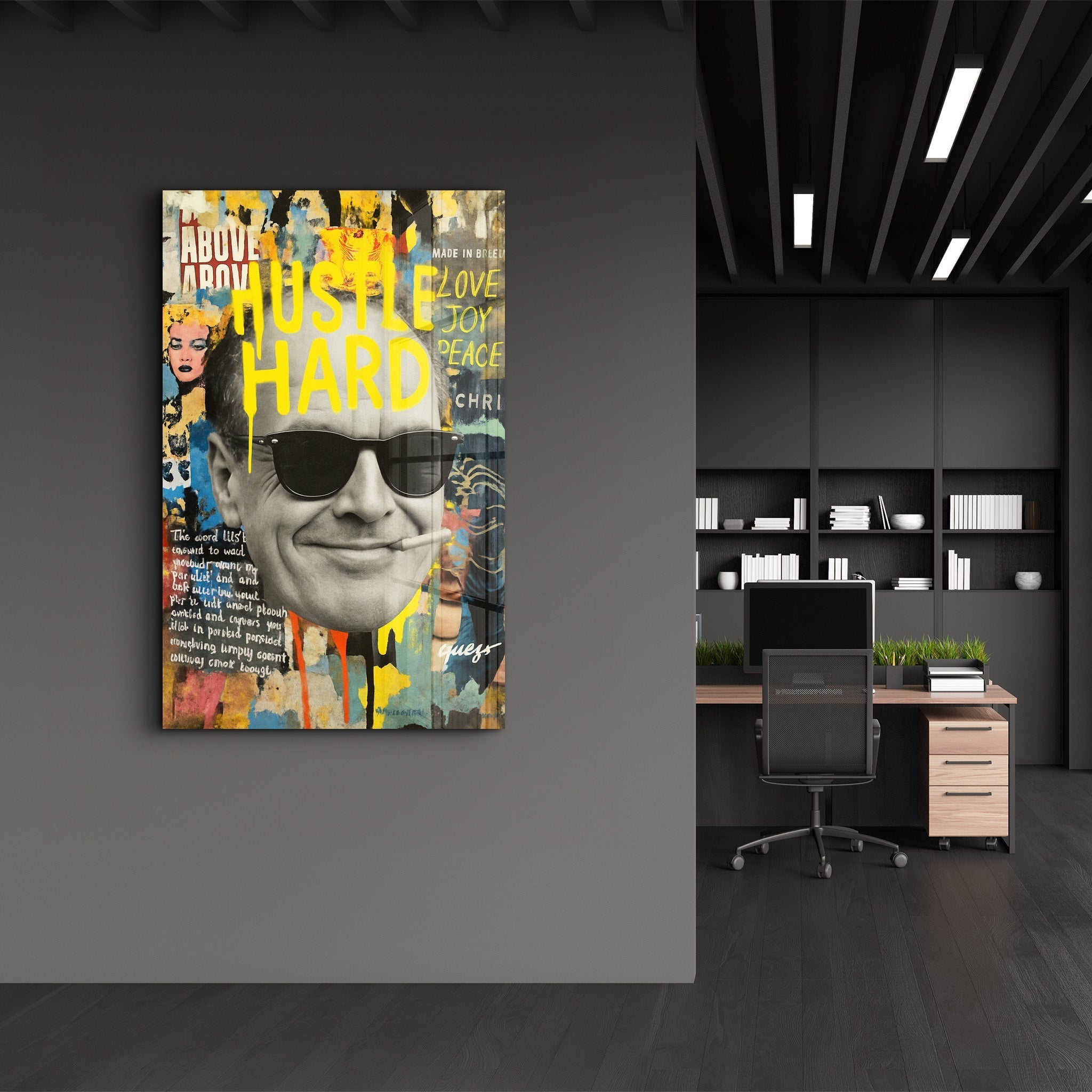 Tableau Pop Art Hustle Hard – Graffiti & Collage
