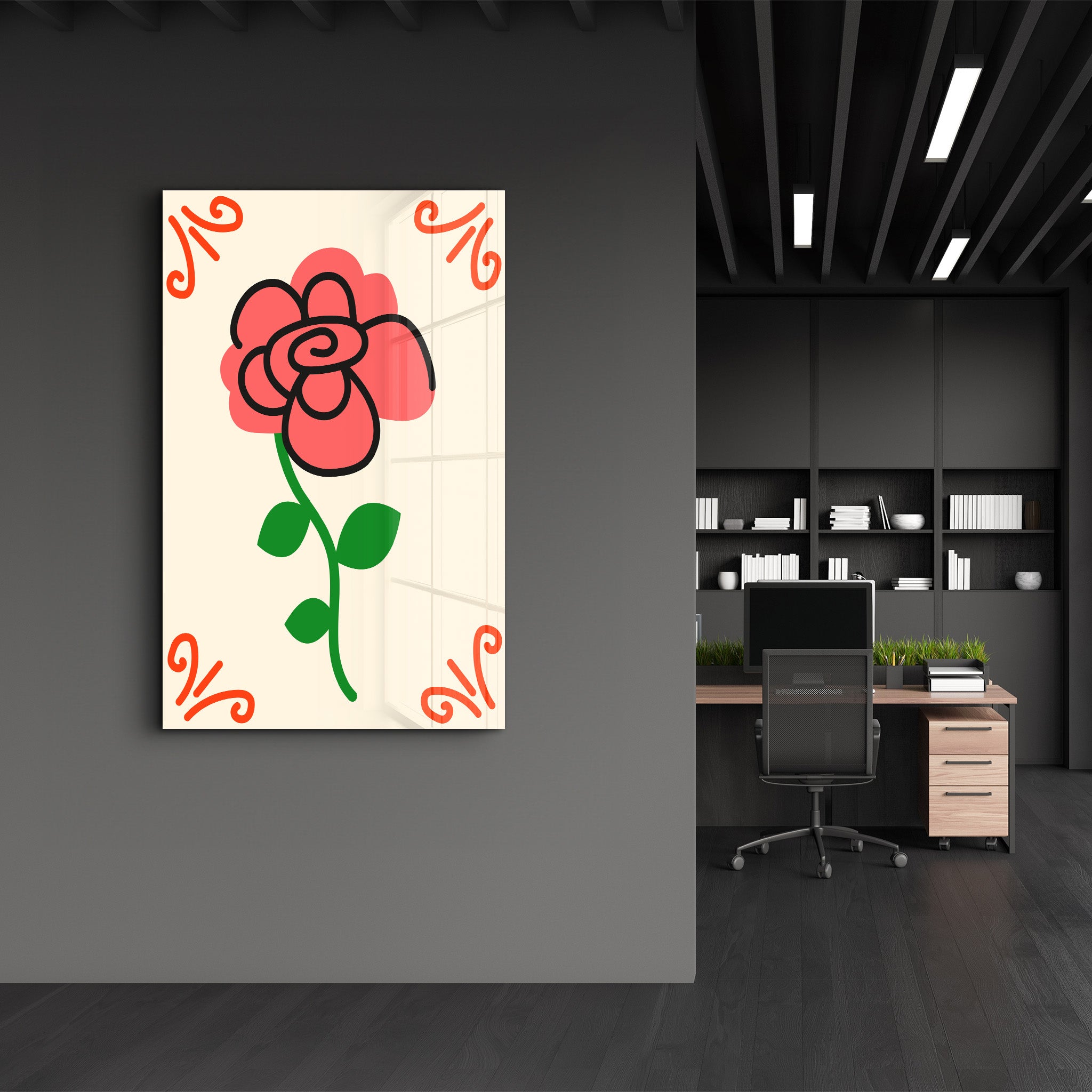 Tableau mural fleur stylisée