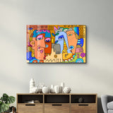 Tableau Abstrait Coloré – Visages Stylisés