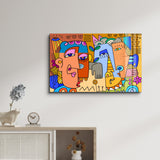 Tableau Abstrait Coloré – Visages Stylisés