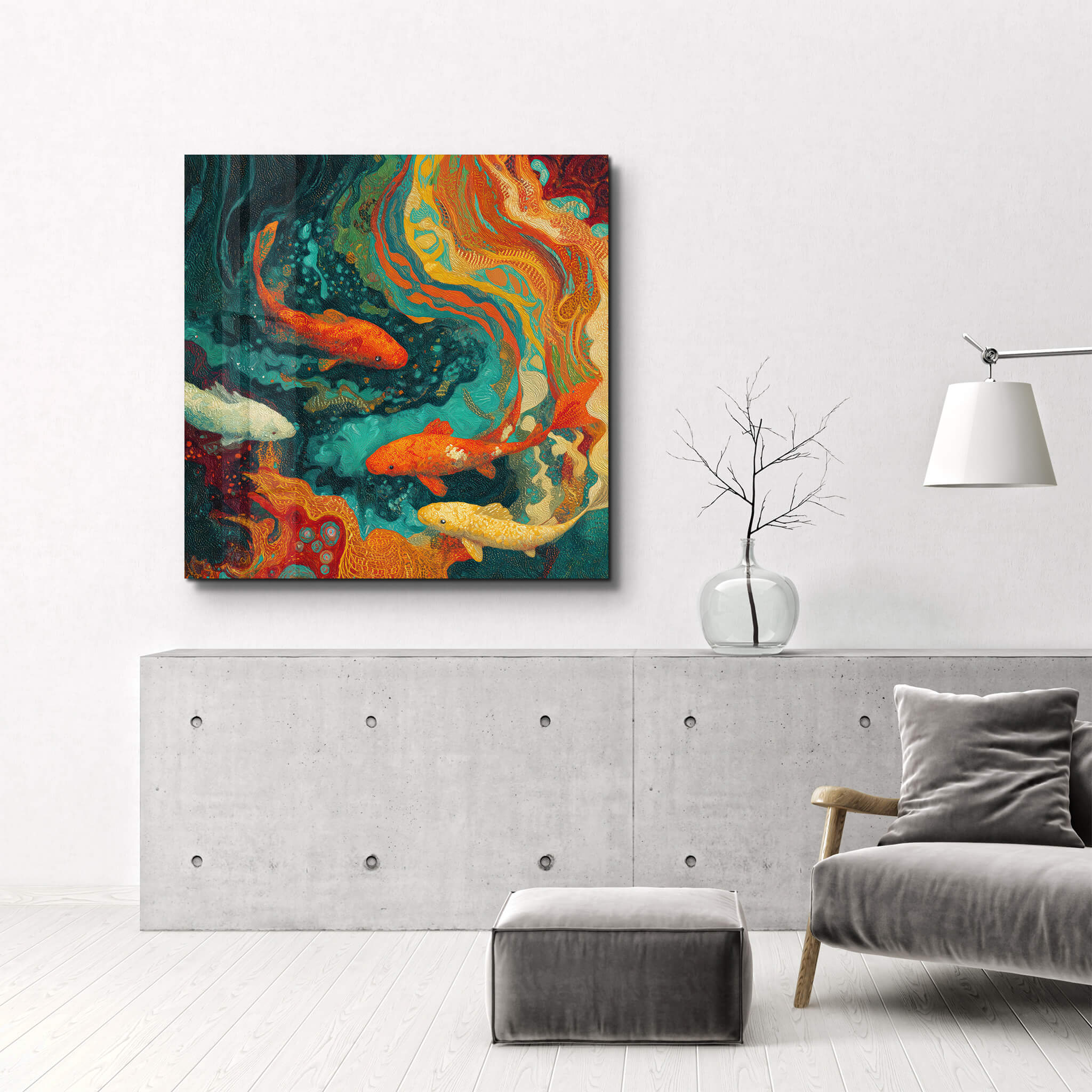 Tableau Koi Abstrait Coloré