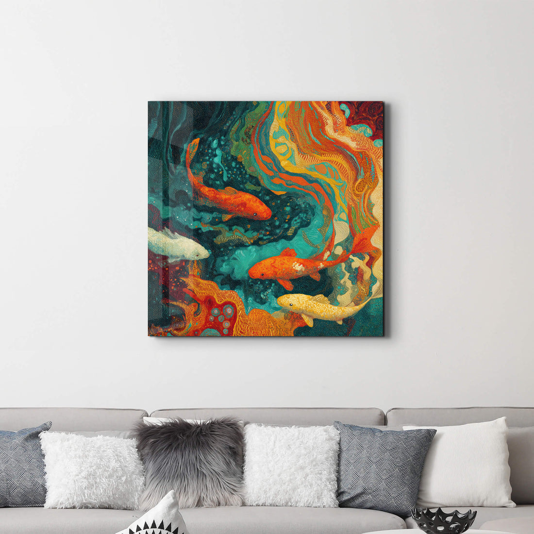 Tableau Koi Abstrait Coloré